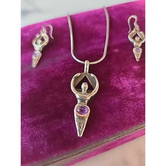 Vintage 925 Figural Amethyst Jewelry Set - Picture 2 of 10